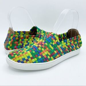 Calzado Efe Size 7 Colorful Woven Slip-on Sneakers